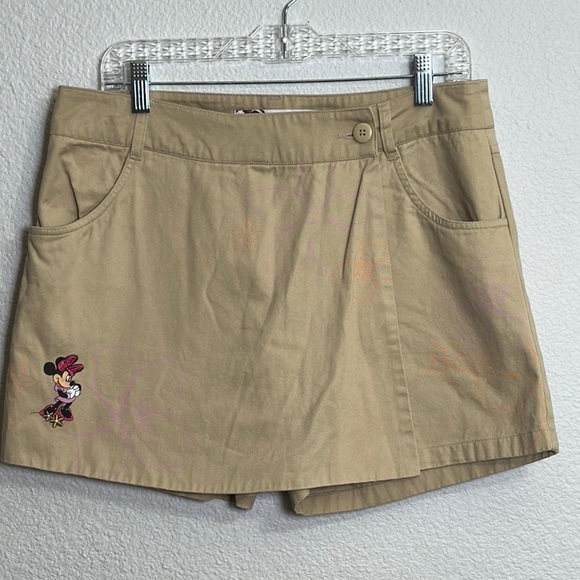 Vintage Disney Store Tan Pink Plaid Skort Minnie Floral Woman’s Size 10 - Picture 1 of 11